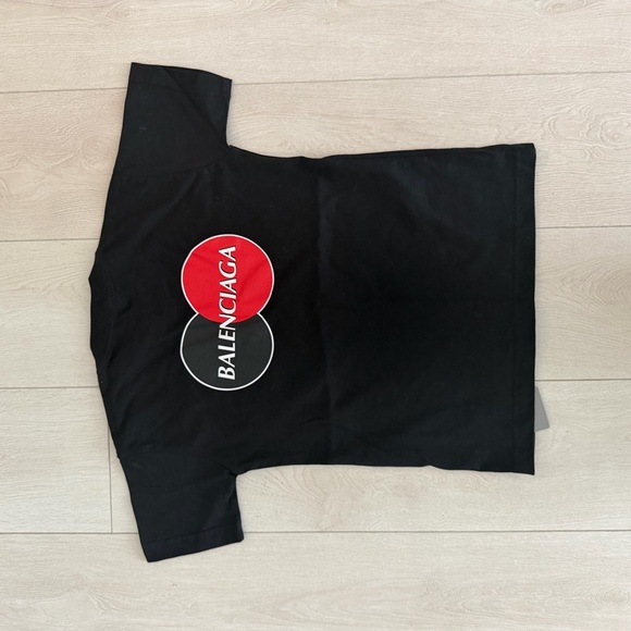 Balenciaga Black Tee with Red Accent Logo - Picture 2 of 4